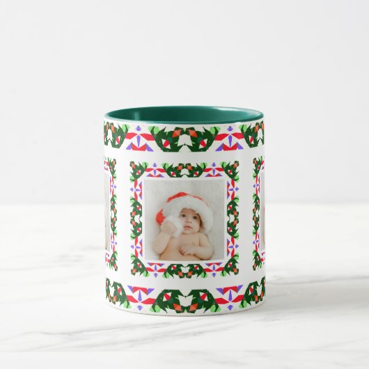 Custom Jolly Christmas Pattern Foto Picture Tee Tasse (Zentrum)