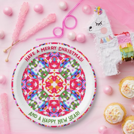 Custom Jolly Colorful Moderne Weihnachtsküche Pappteller (Party)