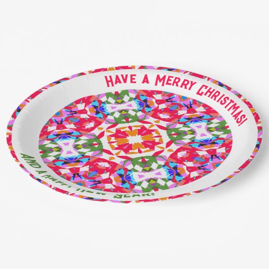 Custom Jolly Colorful Moderne Weihnachtsküche Pappteller (Schrägansicht)