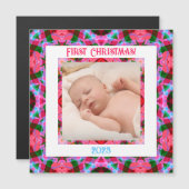 Custom Jolly Festive Christmas Foto Magnet Card (Vorne/Hinten)