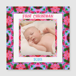 Custom Jolly Festive Christmas Foto Magnet Card