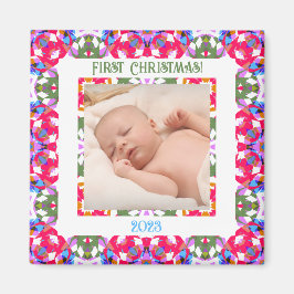 Custom Jolly Festive Christmas Foto Picture Frame Magnet