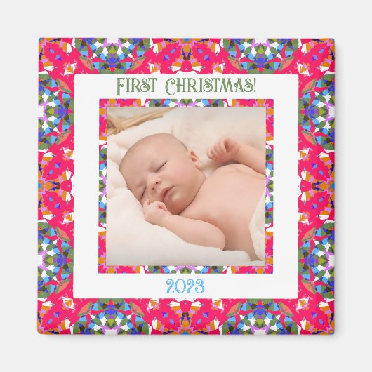 Custom Jolly Festive Christmas Foto Picture Frame Magnet (Vorne)