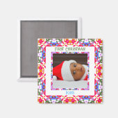Custom Jolly Festive Christmas Foto Picture Frame Magnet (Vorderseite/Rückseite)