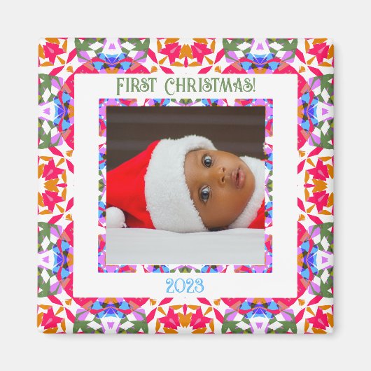 Custom Jolly Festive Christmas Foto Picture Frame Magnet (Vorne)