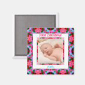 Custom Jolly Festive Christmas Pink Foto Picture Magnet (Vorderseite/Rückseite)