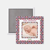 Custom Jolly Festive Christmas Pink Foto Picture Magnet (Vorderseite/Rückseite)
