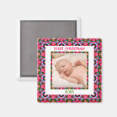 Custom Jolly Festive Christmas Pink Foto Picture Magnet (Vorderseite/Rückseite)