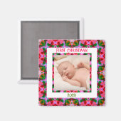 Custom Jolly Festive Christmas Pink Foto Picture Magnet (Vorderseite/Rückseite)