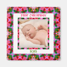Custom Jolly Festive Christmas Pink Foto Picture