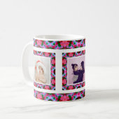 Custom Jolly Pink Green Christmas Pattern Foto Kaffeetasse (Vorderseite Links)