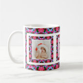 Custom Jolly Pink Green Christmas Pattern Foto Kaffeetasse (Links)