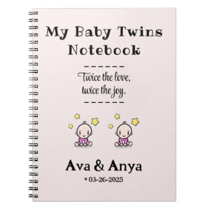 Custom Journal, Personalisiert Baby Girl Twins, Notizblock