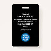 Custom Journalist Media Pass Photo ID Logo | BLACK Ausweis (Rückseite)