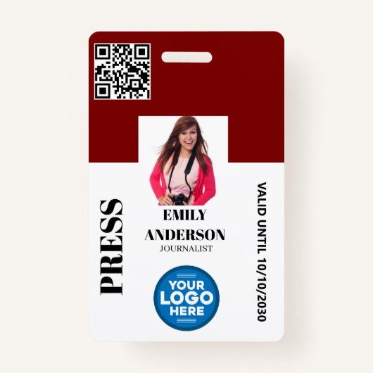 Custom Journalist Media Pass Photo ID Logo | BLACK Ausweis (Vorderseite)