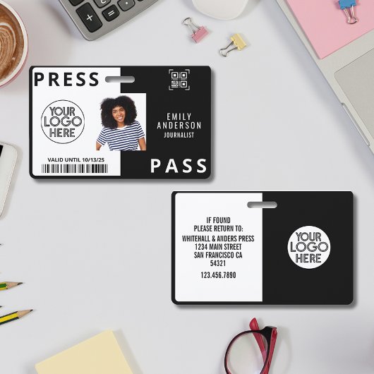 Custom Journalist Press Photo ID Logo Horizontal Ausweis