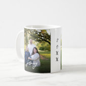 Custom Joy Family 2 Foto 2 Seiten Weihnachten Jahr Kaffeetasse (Vorderseite Links)