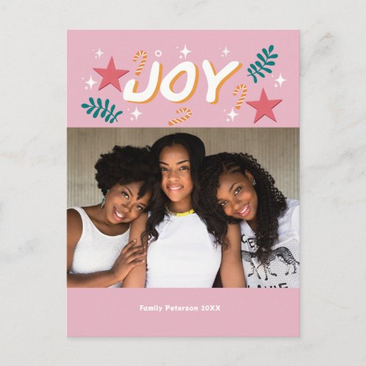 custom joy trendy photo girly cute Thank You Card Postkarte (Vorderseite)