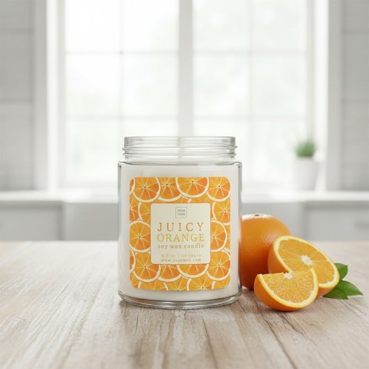 Custom Juicy Orange Candle Label Quadratischer Aufkleber