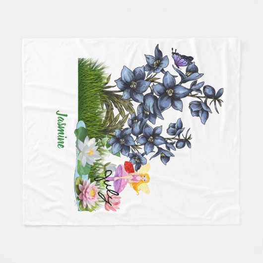 Custom July Birth Blume & Stone Fleece Blanket (Vorderseite (Horizontal))