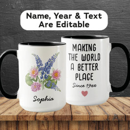 Custom July Birth Flower - Personalized Name Tasse