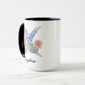 Custom July Birth Flower - Personalized Name Tasse (Vorderseite Links)