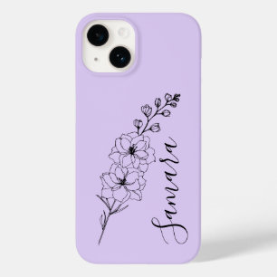 Custom July Delphinium Birth Blume Geschenk für di Case-Mate iPhone 14 Hülle