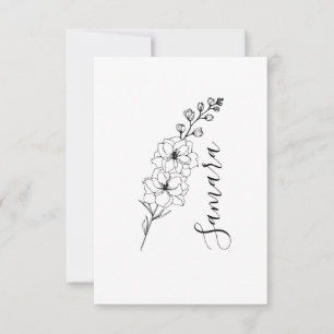 Custom July Delphinium Birth Blume Geschenk für di Dankeskarte
