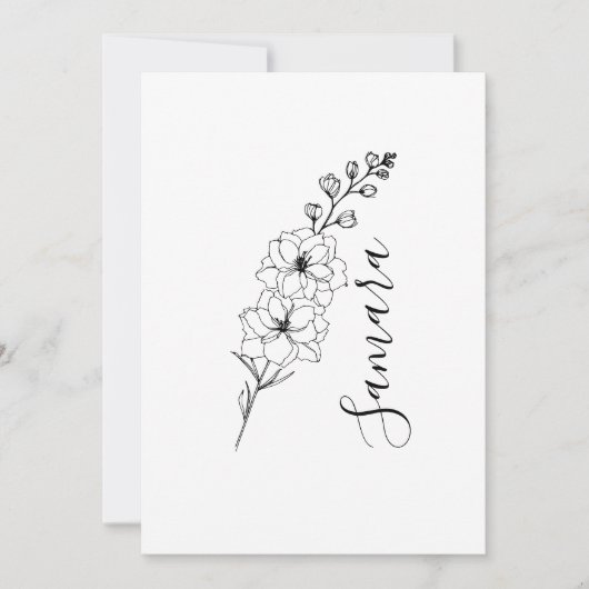 Custom July Delphinium Birth Blume Geschenk für di Einladung (Vorderseite)