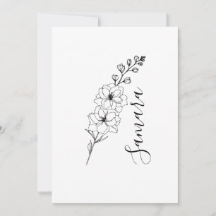 Custom July Delphinium Birth Blume Geschenk für di Einladung