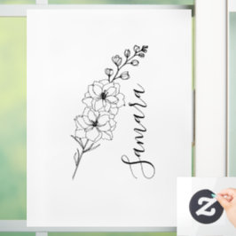 Custom July Delphinium Birth Blume Geschenk für di Fensteraufkleber