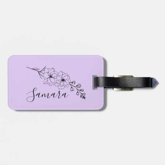 Custom July Delphinium Birth Blume Geschenk für di Gepäckanhänger (Rückseite horizontal)