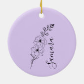 Custom July Delphinium Birth Blume Geschenk für di Keramik Ornament (Hinten)