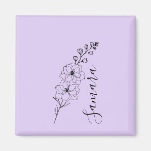 Custom July Delphinium Birth Blume Geschenk für di Magnet
