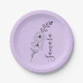 Custom July Delphinium Birth Blume Geschenk für di Pappteller (Vorderseite)