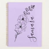 Custom July Delphinium Birth Blume Geschenk für di Planer (Vorderseite)