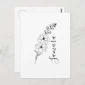 Custom July Delphinium Birth Blume Geschenk für di Postkarte (Vorne/Hinten)