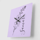 Custom July Delphinium Birth Blume Geschenk für di Quadratische Wanduhr (Winkel)