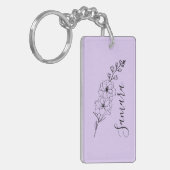 Custom July Delphinium Birth Blume Geschenk für di Schlüsselanhänger (Vorderseite links)