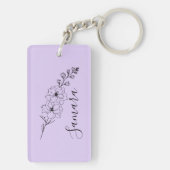 Custom July Delphinium Birth Blume Geschenk für di Schlüsselanhänger (Rückseite)