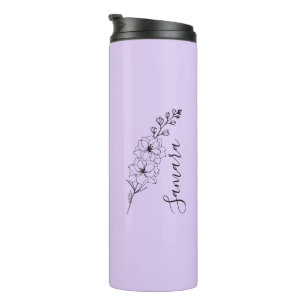 Custom July Delphinium Birth Blume Geschenk für di Thermosbecher