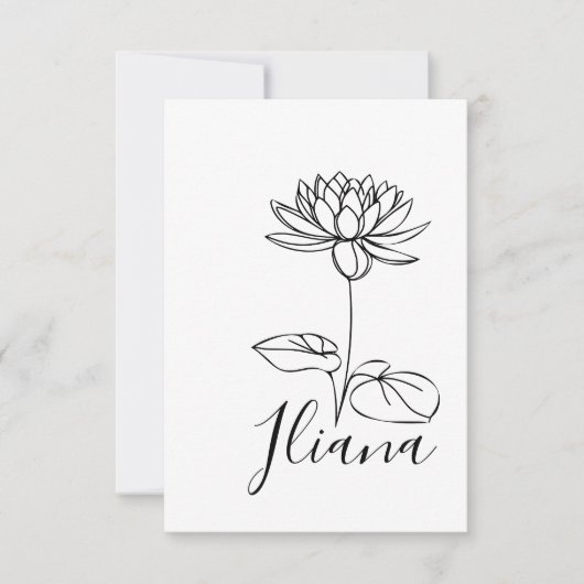 Custom July Water Lily Birth Blume Geschenk für Ge Dankeskarte (Vorderseite)