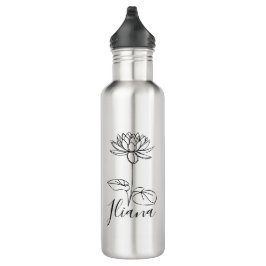Custom July Water Lily Birth Blume Geschenk für Ge Edelstahlflasche