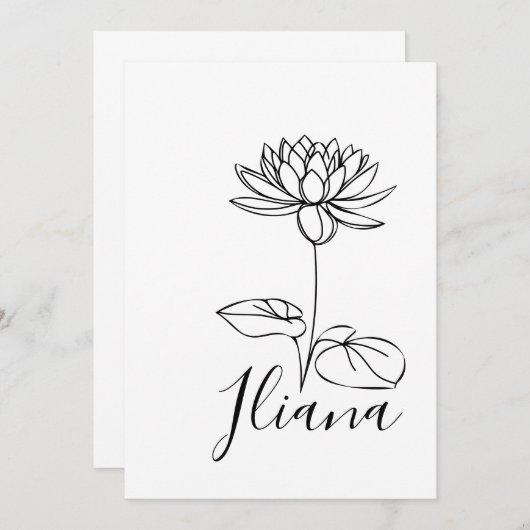 Custom July Water Lily Birth Blume Geschenk für Ge Einladung (Vorne/Hinten)