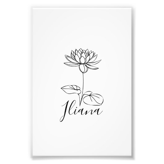 Custom July Water Lily Birth Blume Geschenk für Ge Fotodruck (Vorne)