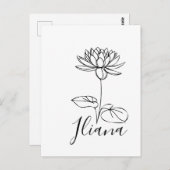 Custom July Water Lily Birth Blume Geschenk für Ge Postkarte (Vorne/Hinten)