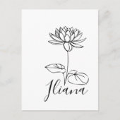 Custom July Water Lily Birth Blume Geschenk für Ge Postkarte (Vorderseite)