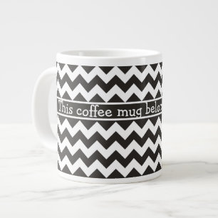 Custom Jumbo Coffee Tasse, Black and White Chevron Jumbo-Tasse