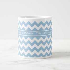 Custom Jumbo Coffee Tasse, Blue and White Chevrons Jumbo-Tasse