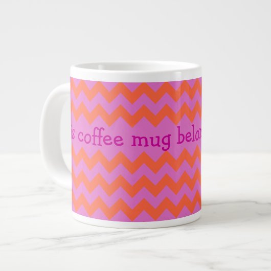 Custom Jumbo Coffee Tasse, Magenta, Orange Chevron Jumbo-Tasse (Vorderseite Links)